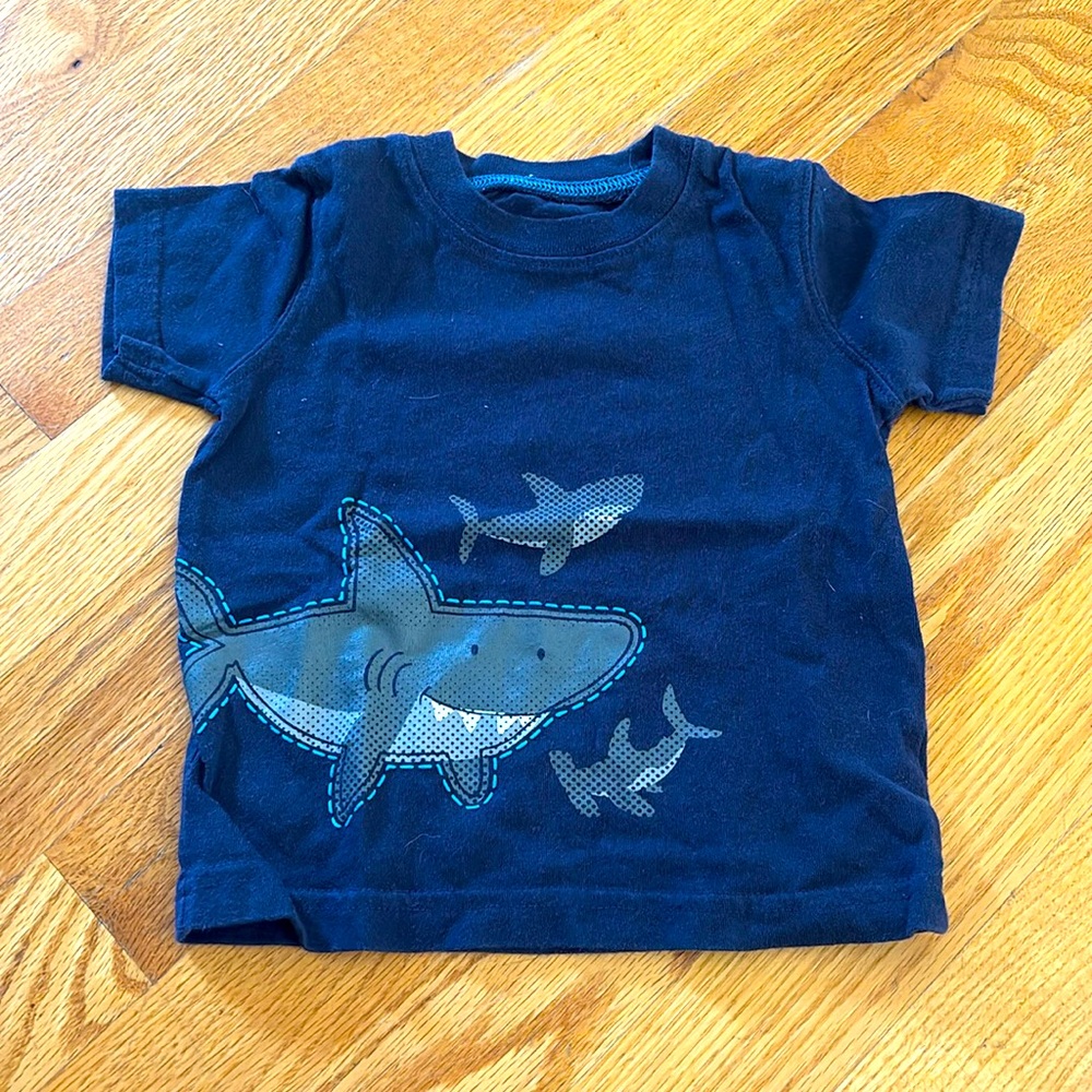 Navy Blue Shark Short Sleeve T- Shirt (Size 3 Months)